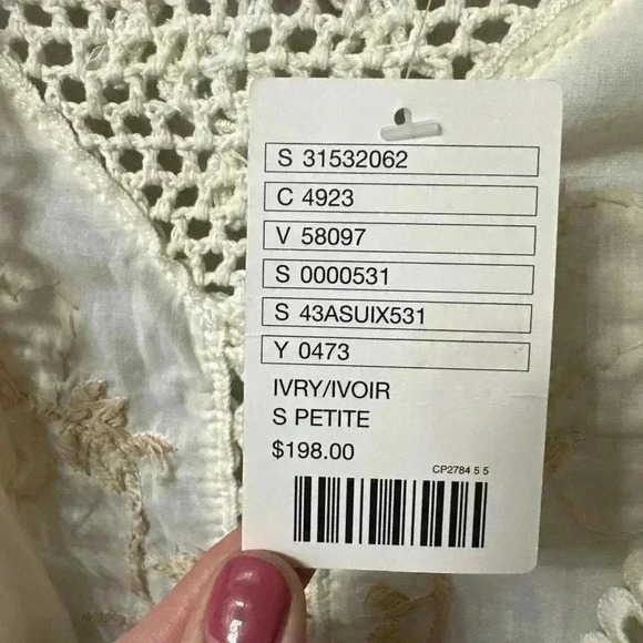 NWT Anthropologie Clemente Cardigan Ivory Hand Knit Crochet Petite Small - Picture 5 of 6